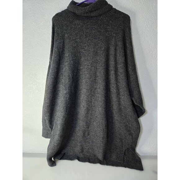 H&M Sweater Womens XL Gray Turtleneck Cozy Knit Pullover Long Tunic Relaxed Fit - Picture 1 of 11